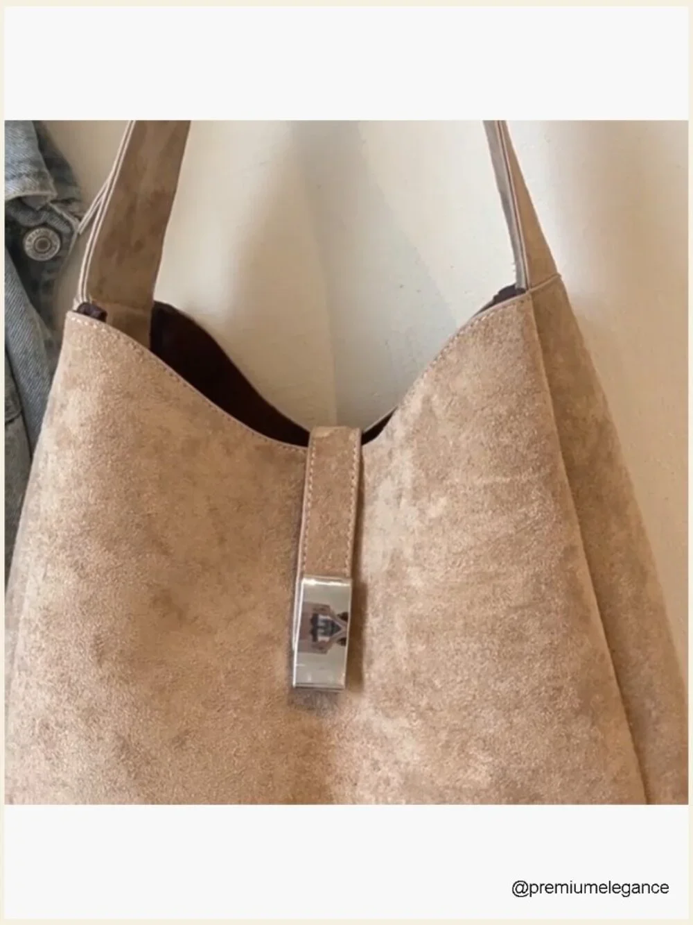 Vintage Suede Slouchy Hobo Shoulder Bag with Pouch Retro Purse